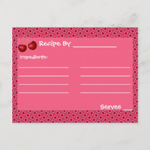 Roze Cherry Mod Recipe Cards Sjabloon Briefkaart