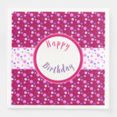 Roze Cherry Paper Polka Dot Verjaardag servetten (Voorkant)