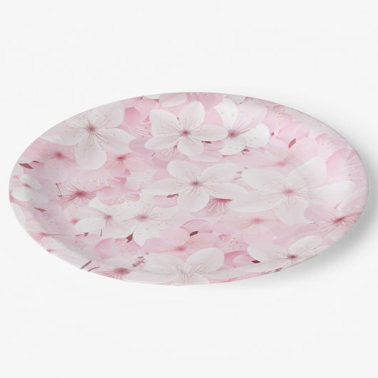 Roze Cherry Tree Blossom Papieren Bordje (Gekanteld)