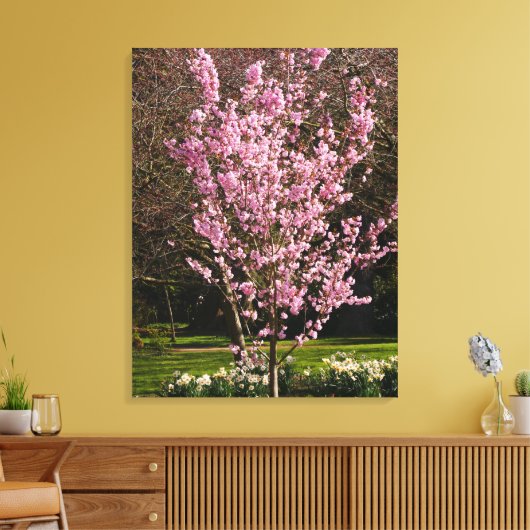 Roze Cherry Tree Canvas Afdrukken (Insitu (Woonkamer))