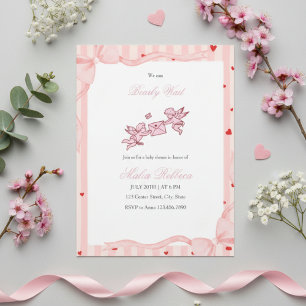 Roze Cherub Bearly Wait Baby Shower Uitnodiging