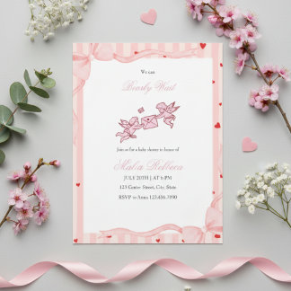  Roze Cherub Bearly Wait Baby Shower Uitnodiging
