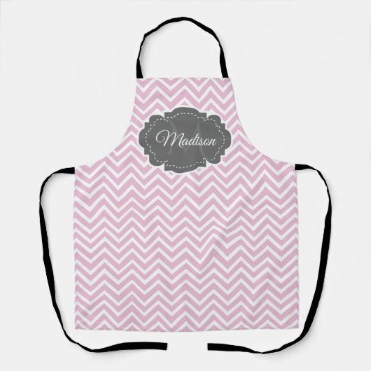 Roze Chevron Aangepast Schort (Voorkant)