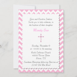 Roze Chevron Aangepaste Benaming Uitnodiging