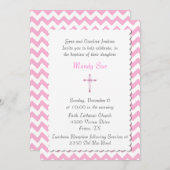 Roze Chevron Aangepaste Benaming Uitnodiging (Voorkant / Achterkant)