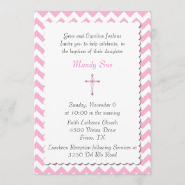 Roze Chevron Aangepaste Benaming Uitnodiging