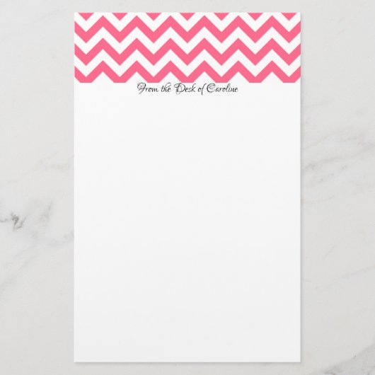 Roze Chevron Aangepaste Stationery Briefpapier (Voorkant)