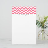 Roze Chevron Aangepaste Stationery Briefpapier (Staand voorkant)