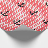 Roze Chevron Anker Cadeaupapier (Hoek)