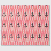 Roze Chevron Anker Cadeaupapier (Vlak)