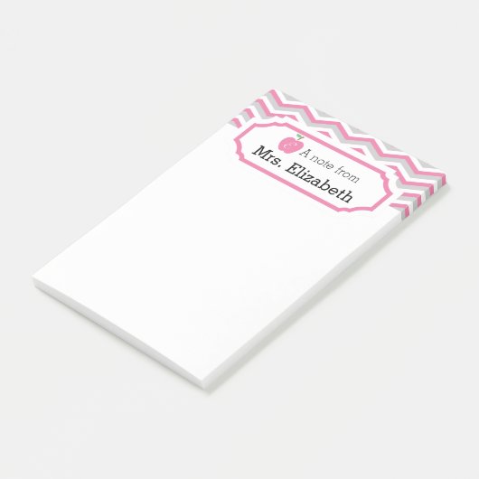 Roze Chevron Apple monogram leraar notitie Post-it® Notes (Schuin)