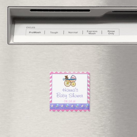 Roze Chevron Baby Pram Baby shower Favor Magnet (Insitu (Vaatwasser))