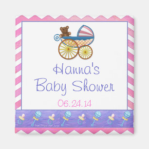 Roze Chevron Baby Pram Baby shower Favor Magnet