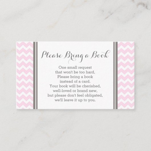 Roze Chevron Baby shower Boek Aanvraag Kaart (Voorkant)