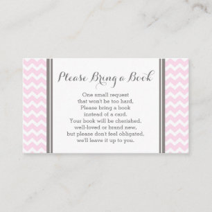 Roze Chevron Baby shower Book Request Card Informatiekaartje