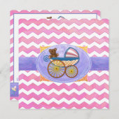 Roze Chevron Baby shower Square Kaart (Voorkant / Achterkant)