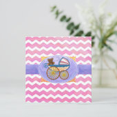 Roze Chevron Baby shower Square Kaart (Staand voorkant)
