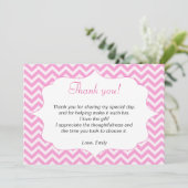 Roze Chevron Bedankkaart Notitie Kaart (Staand voorkant)