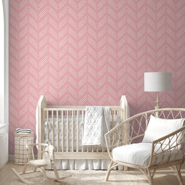 Roze Chevron Behang (Kinderen)