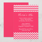 Roze Chevron Birthday Uitnodiging (Voorkant / Achterkant)