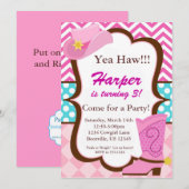Roze Chevron, blauwe Stippen, Cowgirl Boot Birthda Kaart (Voorkant / Achterkant)