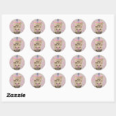 Roze Chevron Boba Tea Baby shower Dank u Ronde Sticker (Vel)