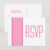 Roze Chevron Border RSVP Briefkaart (Voorkant / Achterkant)