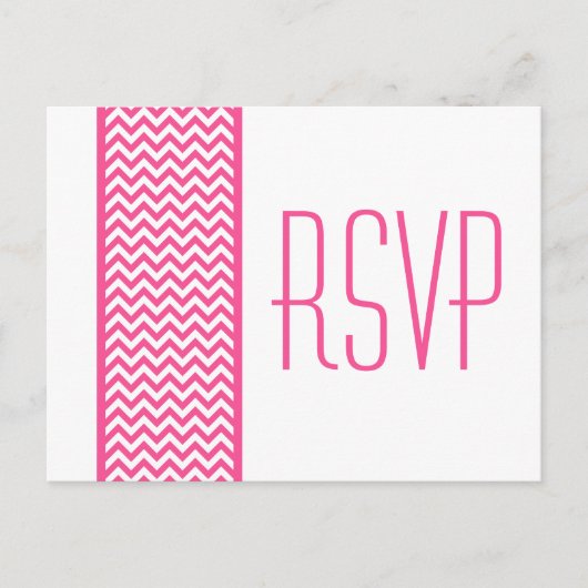 Roze Chevron Border RSVP Briefkaart (Voorkant)