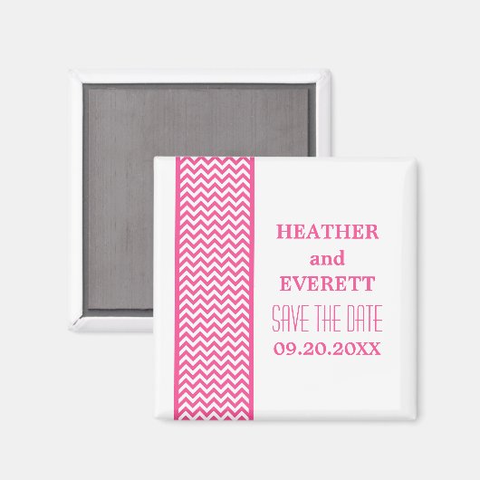 Roze Chevron Border sparen de Magnet van de Datum (Voorkant / Achterkant)