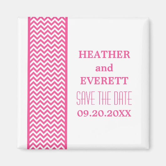 Roze Chevron Border sparen de Magnet van de Datum (Voorkant)