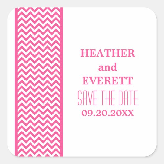 Roze Chevron Border sparen de Stickers van de Datu (Voorkant)