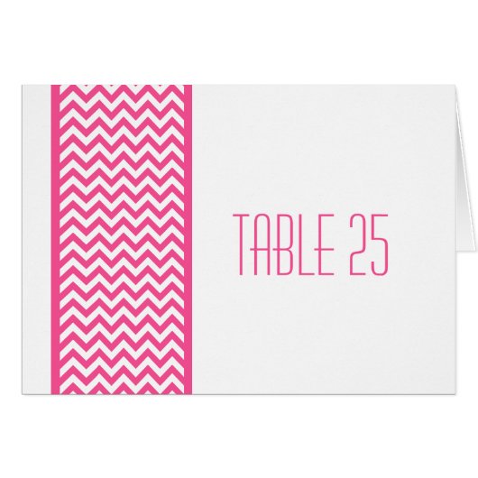 Roze Chevron Border Table Number Kaart (Voorkant Horizontaal)