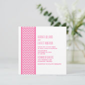 Roze Chevron Border Wedding Invite Kaart (Staand voorkant)