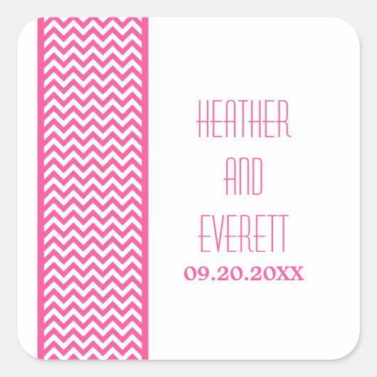 Roze Chevron Border Wedding Stickers (Voorkant)