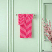 Roze Chevron Chic en zachte badkamer Essentieel Bad Handdoek