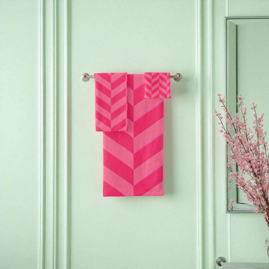Roze Chevron Chic en zachte badkamer Essentieel Bad Handdoek