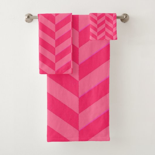 Roze Chevron Chic en zachte badkamer Essentieel Bad Handdoek (Insitu)
