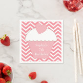 Roze Chevron Cupcake Servet (Insitu)