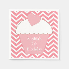 Roze Chevron Cupcake Servet