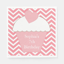 Roze Chevron Cupcake Servet