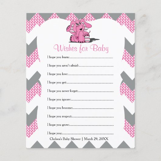 Roze Chevron Elephant Baby Girl Shower (Voorkant)