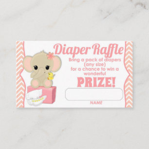 Roze Chevron Elephant Luier Raffle Tickets 100pk Informatiekaartje