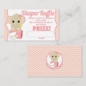 Roze Chevron Elephant Luier Raffle Tickets 100pk Informatiekaartje (Voorkant / Achterkant)