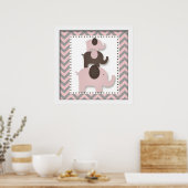 Roze Chevron Elephant Nursery Wall Art Poster (Keuken)