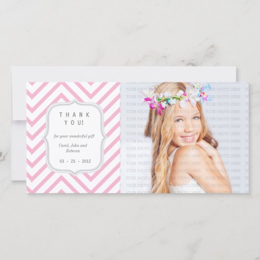 Roze Chevron - Elke keer dat het gebeurt Dank je Bedankkaart (Voorkant)