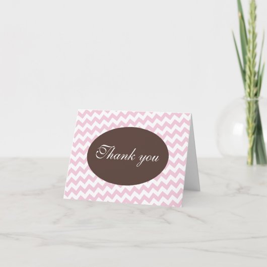 Roze Chevron en Bruin Moderne Dankjewel Kaarten (Voorkant)