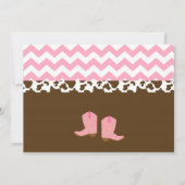 Roze Chevron en Cow Cowgirl Uitnodiging (Achterkant)