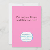 Roze Chevron en Cowgirl Boot Birthday Party Kaart (Achterkant)