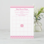 Roze Chevron en Polka Dot Baby shower Bingo Kaart (Staand voorkant)
