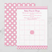 Roze Chevron en Polka Dot Baby shower Bingo Kaart (Voorkant / Achterkant)